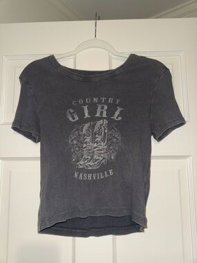Country Girl Nashville Graphic Tee - Charcoal